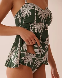 KHAKI PALM Bandeau Tankini Top