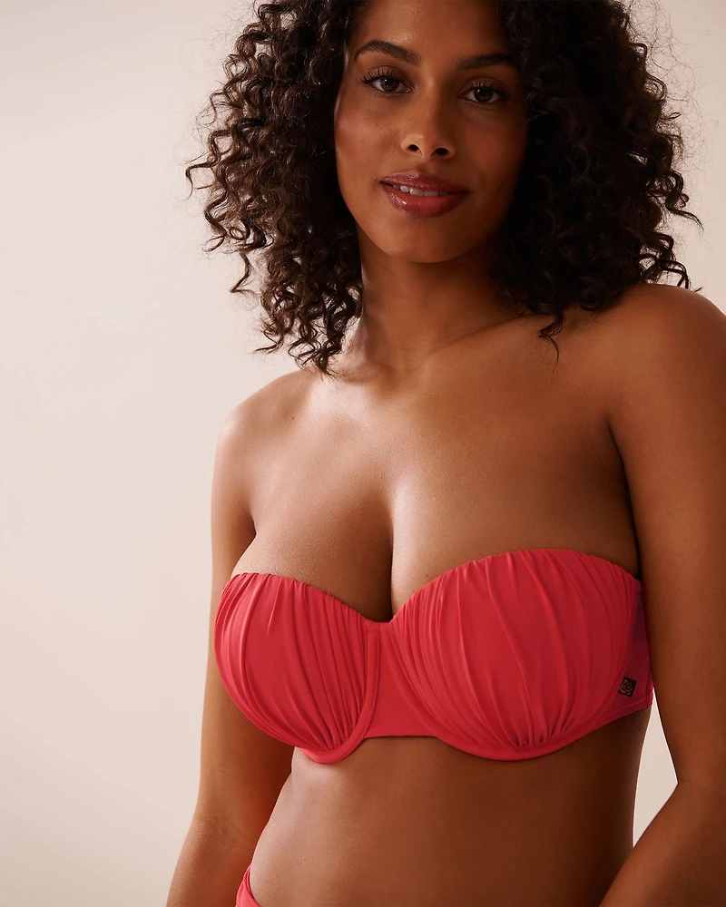 HIBISCUS Recycled Fibers D Cup Shirred Bandeau Bikini Top