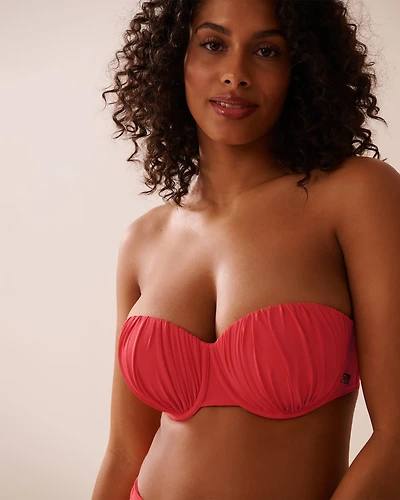 HIBISCUS Recycled Fibers D Cup Shirred Bandeau Bikini Top