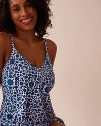 MEDITERRANEAN TILE D Cup Knotted Tankini Top