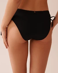 SOLID Recycled Fibers Ribbed Cross-Tie Brazilian Bikini Bottom