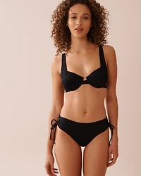 SOLID Recycled Fibers Ribbed Cross-Tie Brazilian Bikini Bottom
