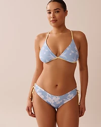 SOLID Textured Side Tie Cheeky Bikini Bottom