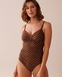 TERRACOTTA GEOMETRIC Crossed One-piece Swimsuit