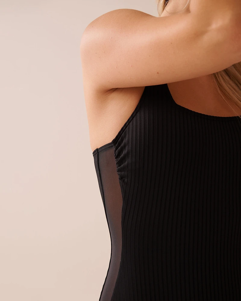 Mesh Insert Square Neck One-Piece Swimsuit