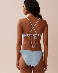 BABY BLUE Crisscross Detail Ribbed Bralette Bikini Top