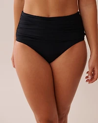 BLACK Draped High Waist Bikini Bottom