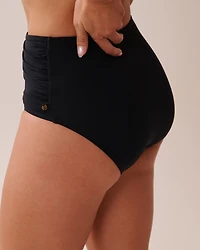 BLACK Draped High Waist Bikini Bottom