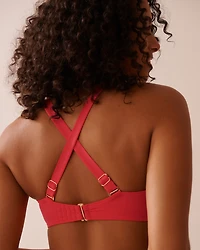 Haut de bikini bandeau plissé bonnet D en fibres recyclées HIBISCUS