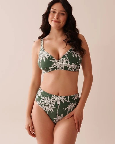 KHAKI PALM D Cup Bralette Bikini Top