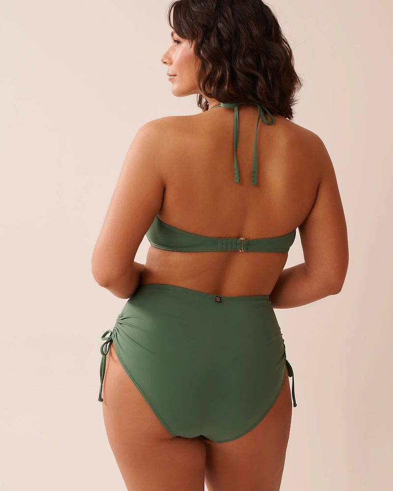 KHAKI Recycled Fibers Twisted Bandeau Bikini Top