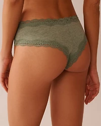 Cotton and Lace Trim Cheeky Panty