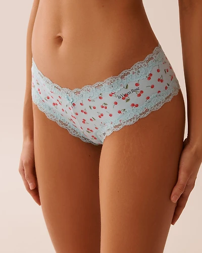 Cotton and Lace Trim Cheeky Panty