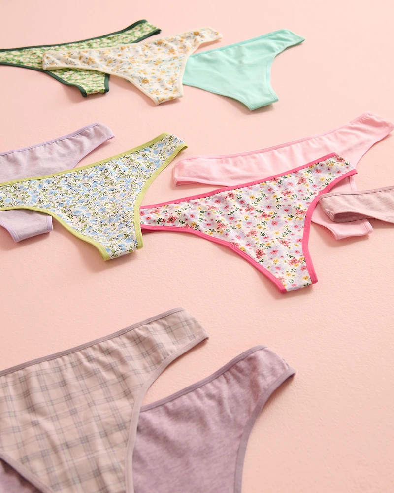 Lot de 10 culottes tanga en coton