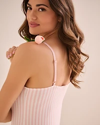 Pink Stripe Lace Trim Super Soft Nightie