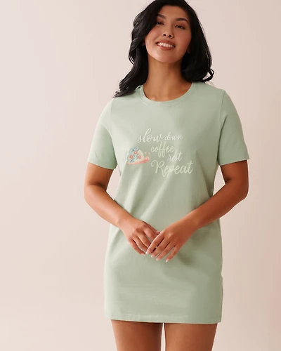 Chemise de nuit en coton imprimé escargot