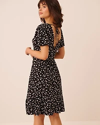Floral Crepe Short Sleeve Dress
