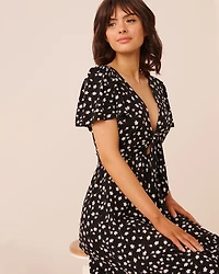 Robe manches courtes en crêpe imprimé floral