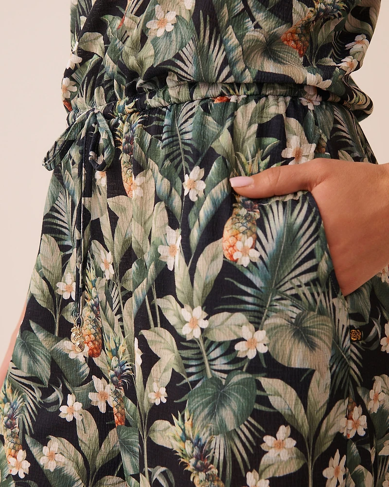 Tropical Sleeveless Jumpsuit