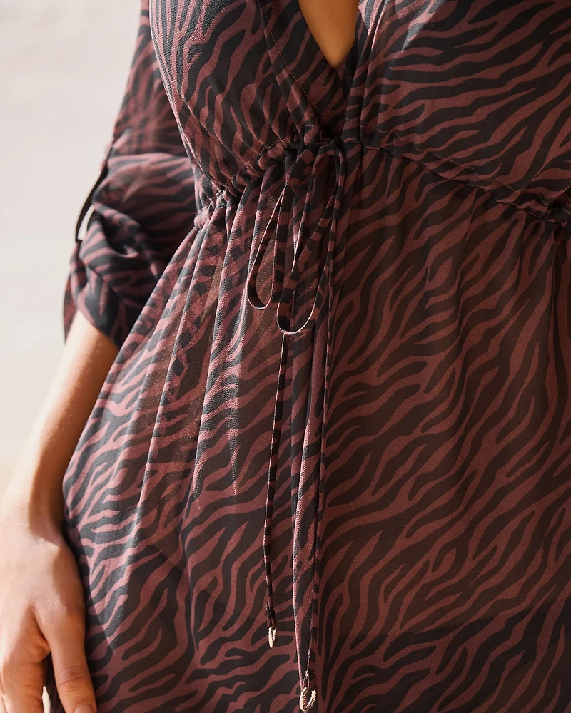 Robe courte en chiffon imprimé zébré