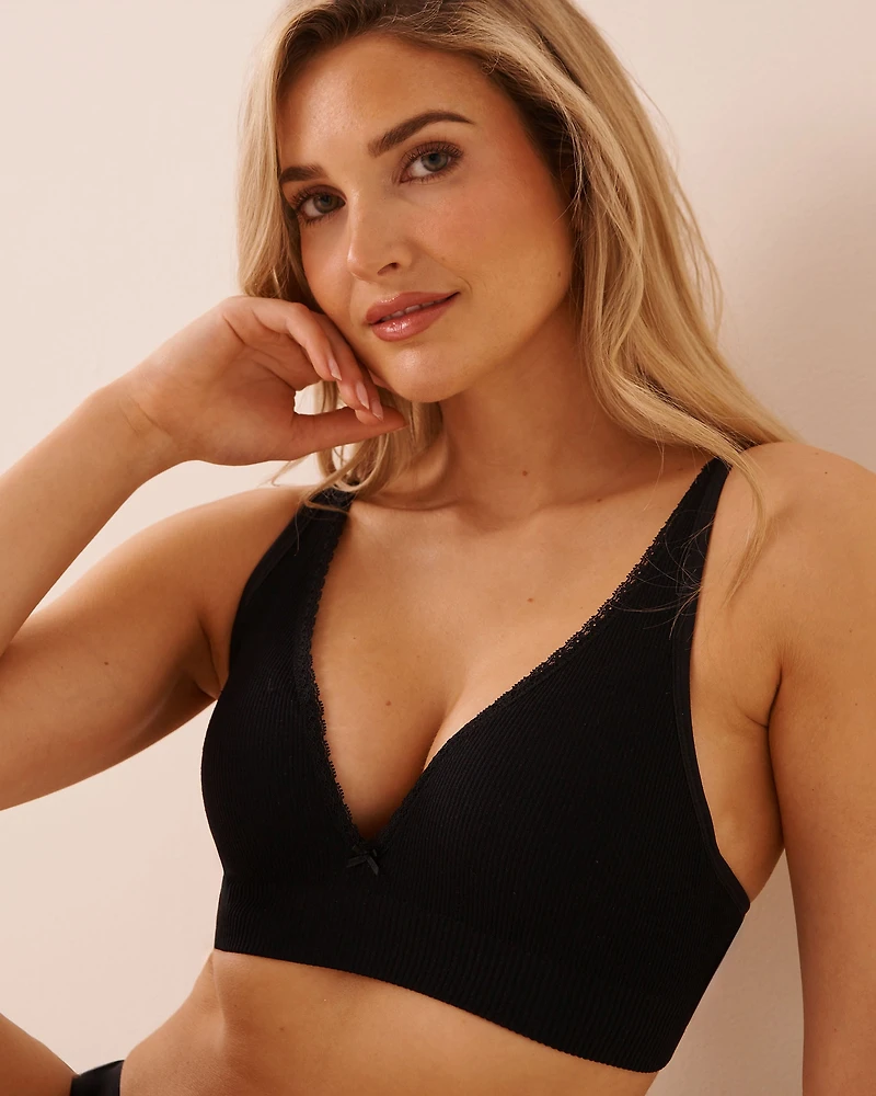 Push-up Plunge Seamless Ribbed Bralette