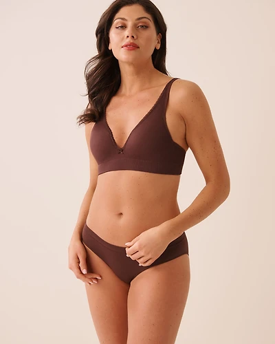Bralette côtelée push-up plongeant sans coutures