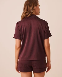Ensemble pyjama manches courtes en satin jacquard léopard