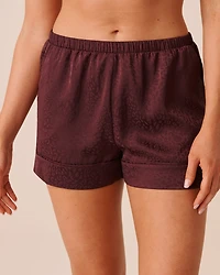 Ensemble pyjama manches courtes en satin jacquard léopard