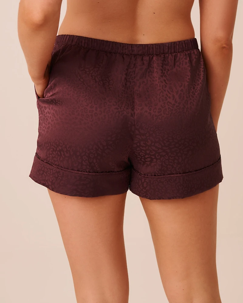 Ensemble pyjama manches courtes en satin jacquard léopard