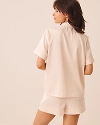 Leopard Jacquard Short Sleeve Satin Pajama Set