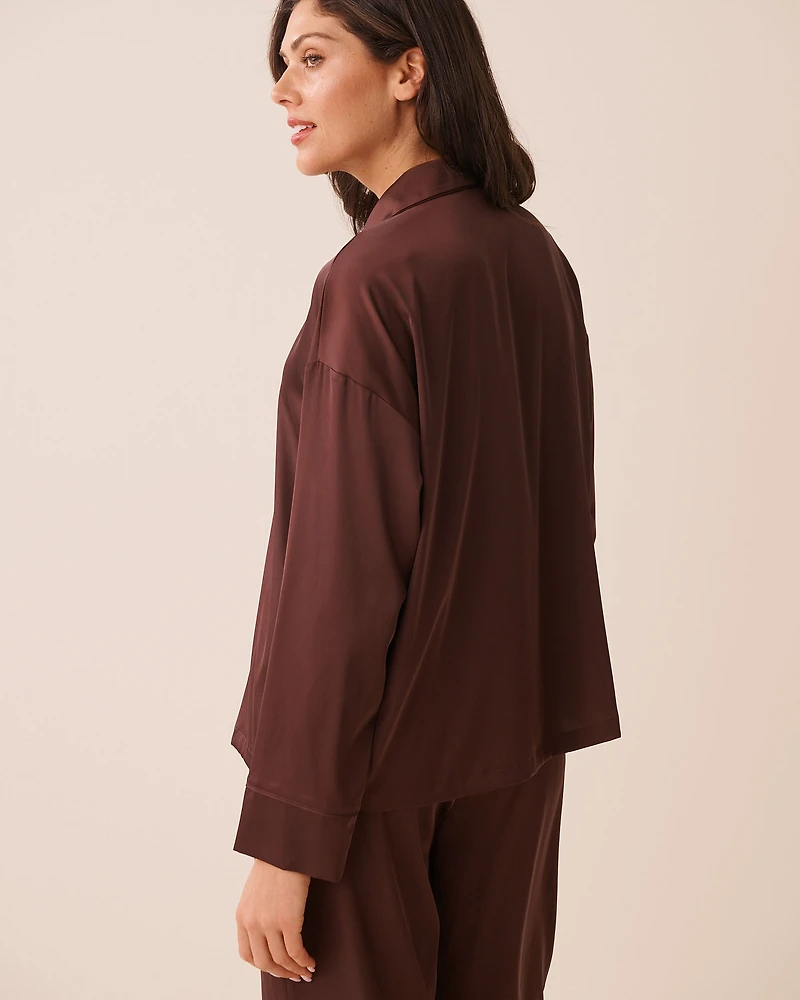Satin Long Sleeve Button-down Shirt