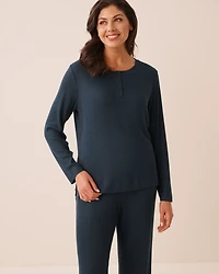 Chandail henley manches longues en maille côtelée