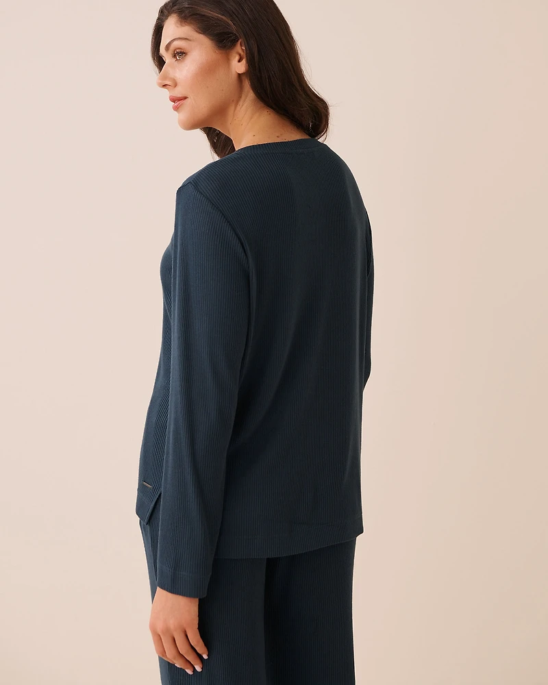 Chandail henley manches longues en maille côtelée