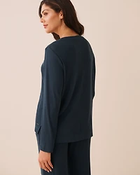 Chandail henley manches longues en maille côtelée