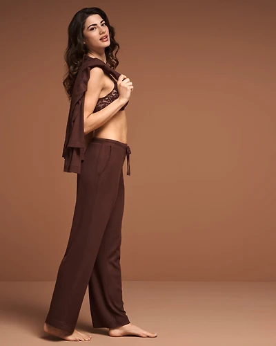 Pantalon en maille côtelée