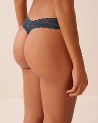 Culotte tanga coton et bande de dentelle