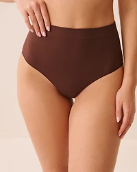 Culotte bikini taille haute côtelée en tissu sans coutures