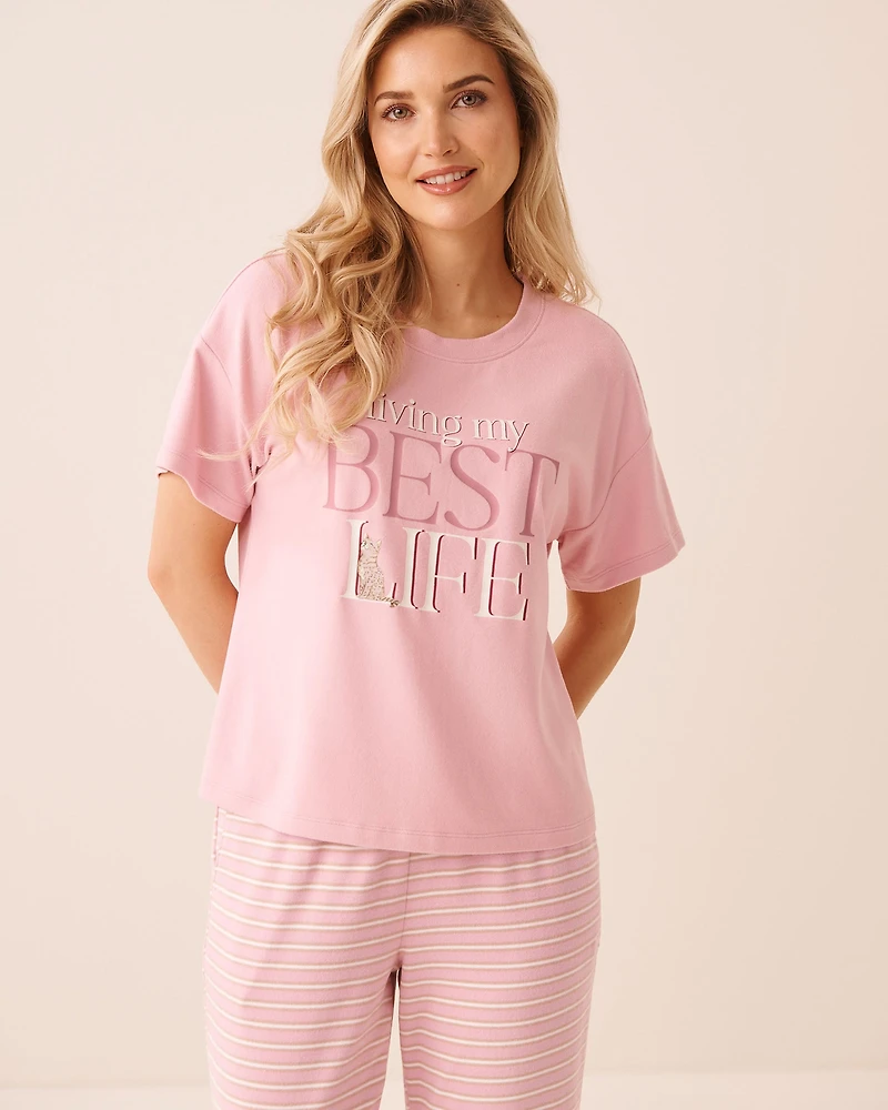 Dog Print Soft Knit Short Sleeve T-shirt