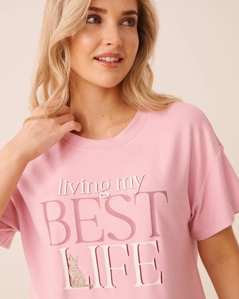 Dog Print Soft Knit Short Sleeve T-shirt