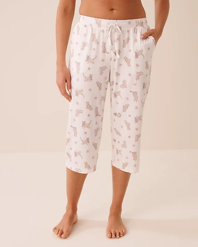 Leopard Flower Print Super Soft Pajama Capris