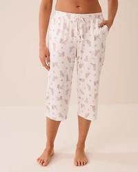Leopard Flower Print Super Soft Pajama Capris