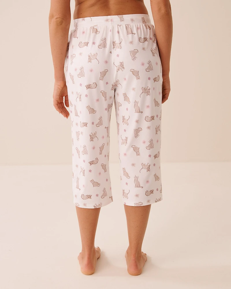 Leopard Flower Print Super Soft Pajama Capris