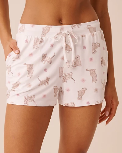 Leopard Flower Print Super Soft Pajama Shorts