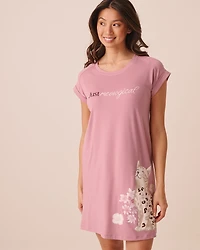 Bengal Cat Print Super Soft Short Sleeve Sleepshirt