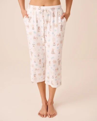 Dog Print Soft Knit Pajama Capris
