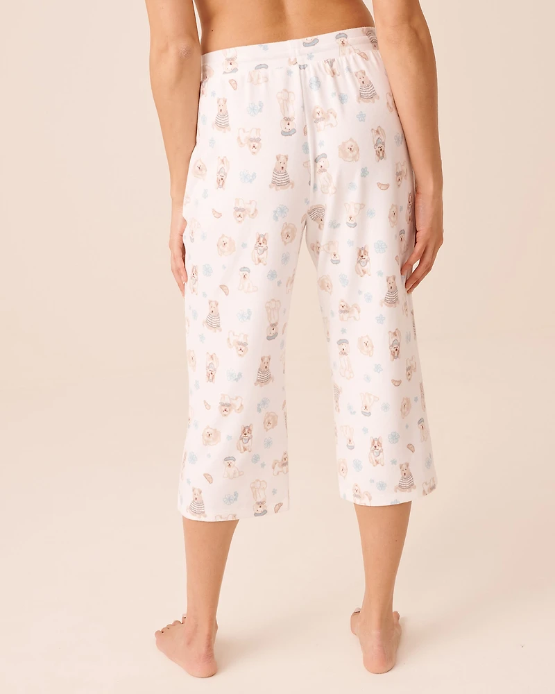 Dog Print Soft Knit Pajama Capris