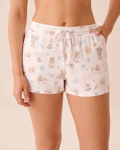 Dog Print Soft Knit Pajama Shorts