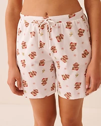 Highland Cow Print Cotton Pyjama Bermuda Shorts
