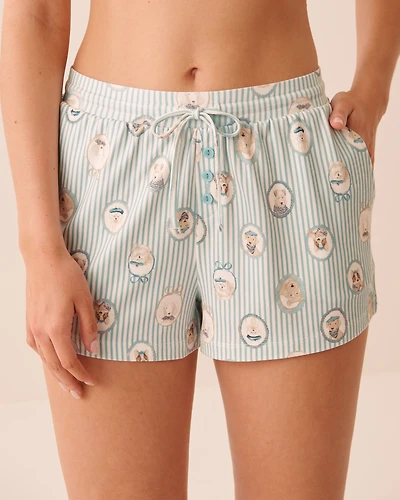 Short de pyjama ultra doux imprimé chiens parisiens