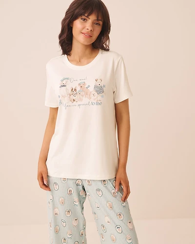 T-shirt manches courtes ultra doux imprimé chiens parisiens